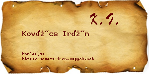 Kovács Irén névjegykártya
